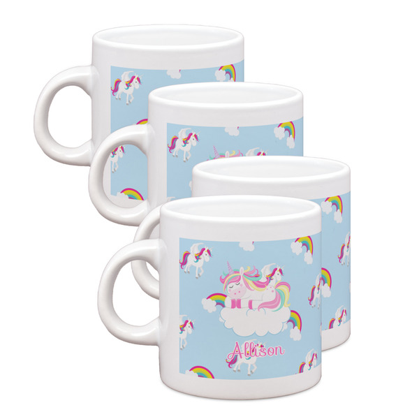 Custom Rainbows and Unicorns Single Shot Espresso Cups - Set of 4 (Personalized)