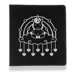 Rainbows and Unicorns Leather Binder - 1" - Black (Personalized)