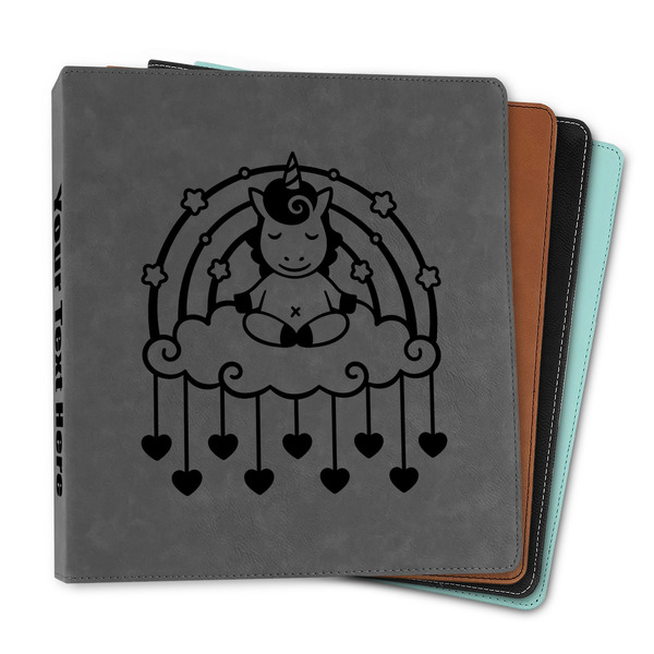 Custom Rainbows and Unicorns Leather Binder - 1" (Personalized)