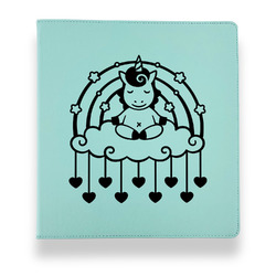 Rainbows and Unicorns Leather Binder - 1" - Teal (Personalized)