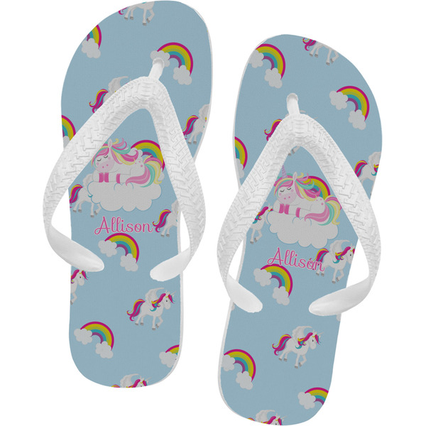 Custom Rainbows and Unicorns Flip Flops - XSmall w/ Name or Text