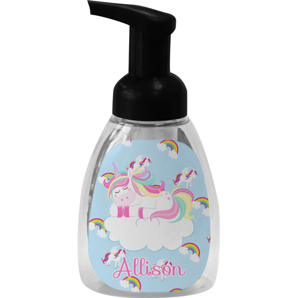 Custom Rainbows and Unicorns Foam Soap Bottle - Black (Personalized)
