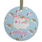 Rainbows and Unicorns Flat Glass Ornament - Round w/ Name or Text