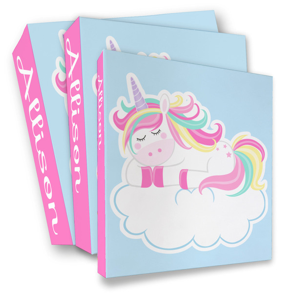 Custom Rainbows and Unicorns 3 Ring Binder - Full Wrap (Personalized)