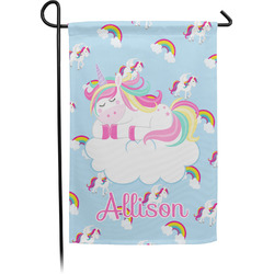 Rainbows and Unicorns Small Garden Flag - Double Sided w/ Name or Text