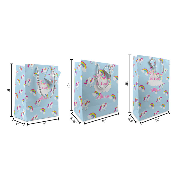 Rainbows and Unicorns Gift Bags - All Sizes - Dimensions