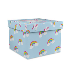 Rainbows and Unicorns Gift Box with Lid - Canvas Wrapped - Large (Personalized)