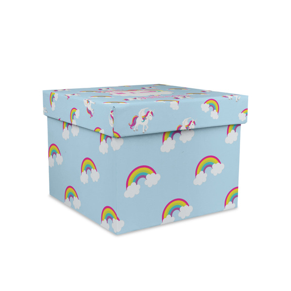Custom Rainbows and Unicorns Gift Box with Lid - Canvas Wrapped - Medium (Personalized)