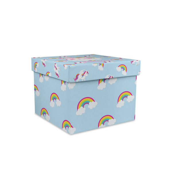 Custom Rainbows and Unicorns Gift Box with Lid - Canvas Wrapped - Small (Personalized)