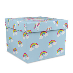 Rainbows and Unicorns Gift Box with Lid - Canvas Wrapped - X-Large (Personalized)