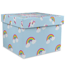 Rainbows and Unicorns Gift Box with Lid - Canvas Wrapped - XX-Large (Personalized)