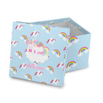 Rainbows and Unicorns Gift Box with Lid - Canvas Wrapped (Personalized)