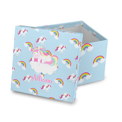 Rainbows and Unicorns Gift Box with Lid - Canvas Wrapped (Personalized)