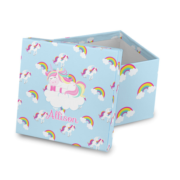 Custom Rainbows and Unicorns Gift Box with Lid - Canvas Wrapped (Personalized)