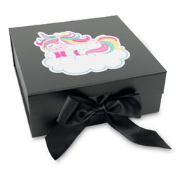 Rainbows and Unicorns Gift Box with Magnetic Lid - Black