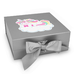 Rainbows and Unicorns Gift Box with Magnetic Lid - Silver