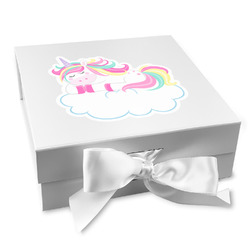 Rainbows and Unicorns Gift Box with Magnetic Lid - White