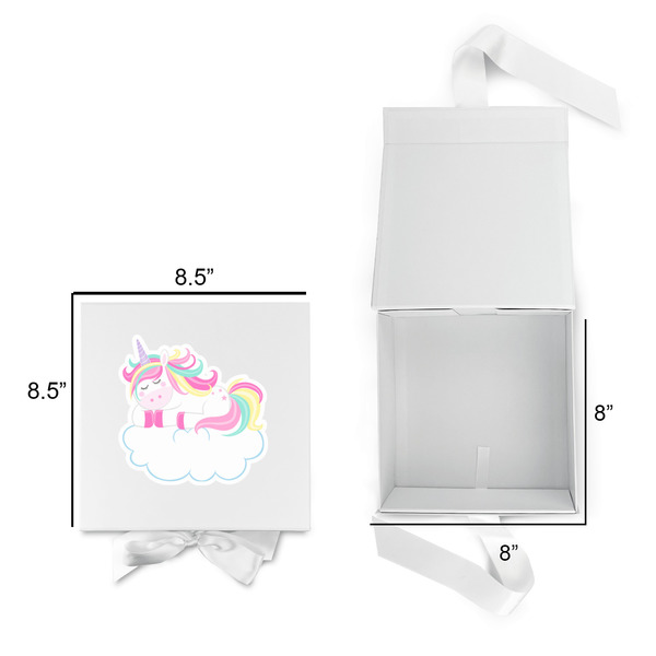 Rainbows and Unicorns Gift Boxes with Magnetic Lid - White - Open & Closed