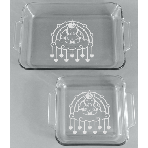 Rainbows and Unicorns Glass Baking Dish Set - FRONT