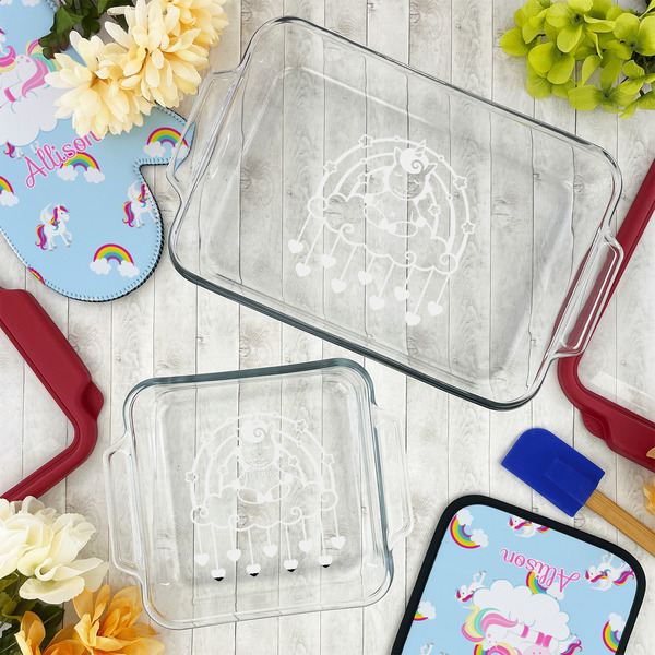 Rainbows and Unicorns Glass Baking Dish Set - LIFESTYLE