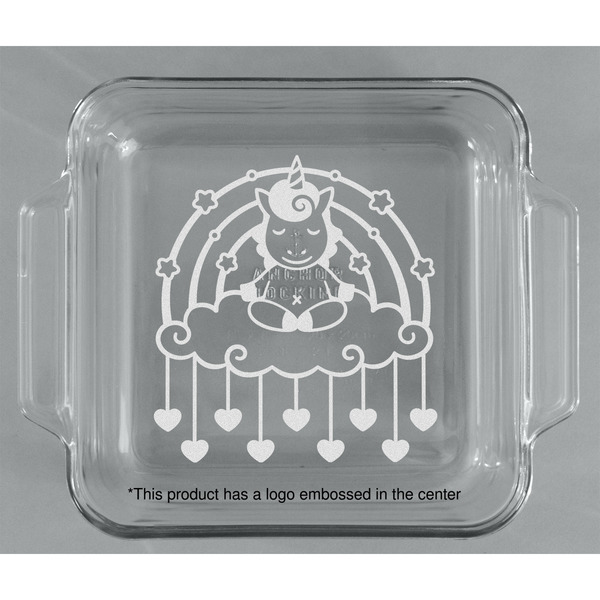 Rainbows and Unicorns Glass Cake Dish - APPROVAL (8x8)