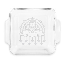 Rainbows and Unicorns Glass Cake Dish with Truefit Lid - 8in x 8in
