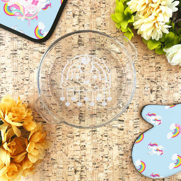 Rainbows and Unicorns Glass Pie Dish - LIFESTYLE