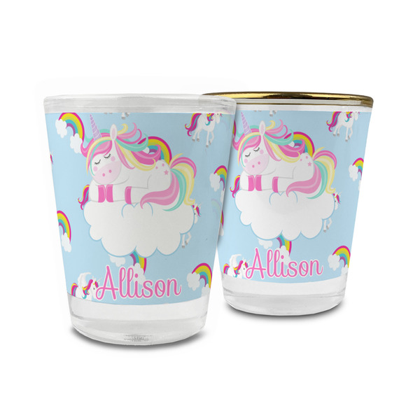 Custom Rainbows and Unicorns Glass Shot Glass - 1.5 oz (Personalized)