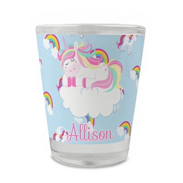 Custom Rainbows and Unicorns Glass Shot Glass - 1.5 oz - Set of 4 (Personalized)