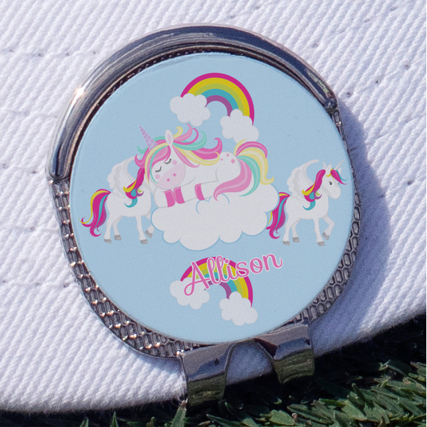 Custom Rainbows and Unicorns Golf Ball Marker - Hat Clip