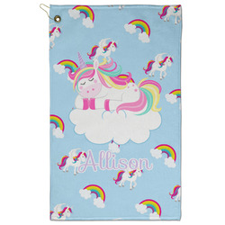 Rainbows and Unicorns Golf Towel - Poly-Cotton Blend - Large w/ Name or Text