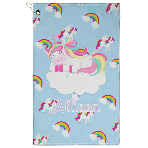 Custom Rainbows and Unicorns Golf Towel - Poly-Cotton Blend w/ Name or Text