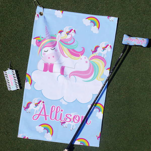 Custom Rainbows and Unicorns Golf Towel Gift Set w/ Name or Text
