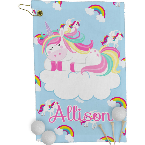 Rainbows and Unicorns Golf Towel (Personalized) - FRONT (Small Full Print)