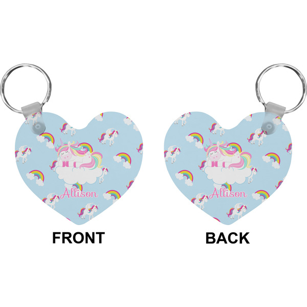Rainbows and Unicorns Heart Keychain (Front + Back)