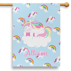 Rainbows and Unicorns 28" House Flag - Double Sided (Personalized)