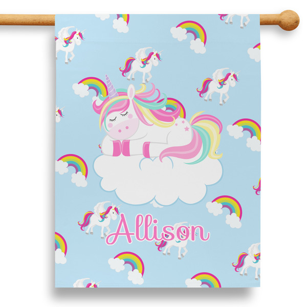 Custom Rainbows and Unicorns 28" House Flag (Personalized)