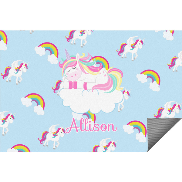 Custom Rainbows and Unicorns Indoor / Outdoor Rug - 2'x3' w/ Name or Text