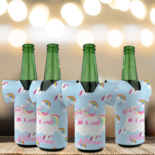 Rainbows and Unicorns Jersey Bottle Cooler - Set of 4 - LIFESTYLE