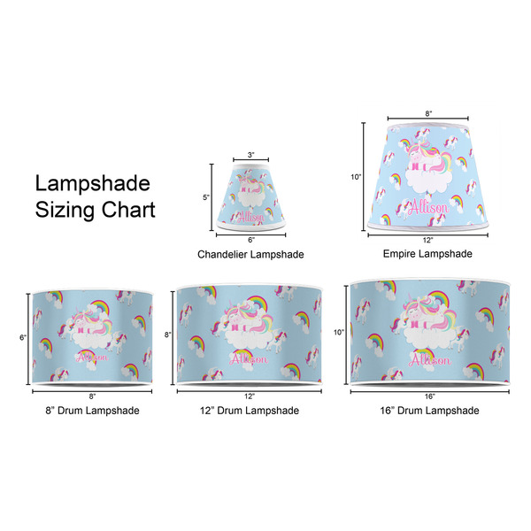 Rainbows and Unicorns Lampshade Sizing Chart