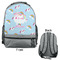 Rainbows and Unicorns Large Backpack - Gray - Front & Back View