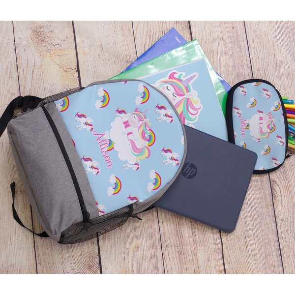 Rainbows and Unicorns Large Backpack - Gray - With Stuff