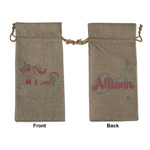 Rainbows and Unicorns Large Burlap Gift Bag - Front & Back (Personalized)