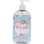 Rainbows and Unicorns Plastic Soap / Lotion Dispenser (16 oz - Large - White) (Personalized)