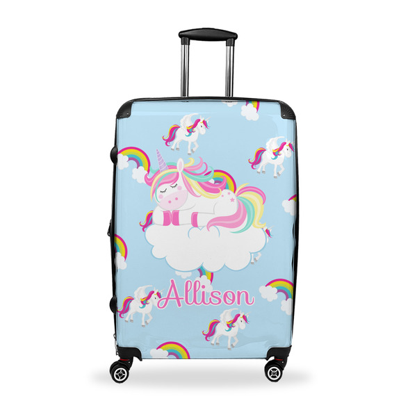 Custom Rainbows and Unicorns Suitcase - 28" Large - Checked w/ Name or Text