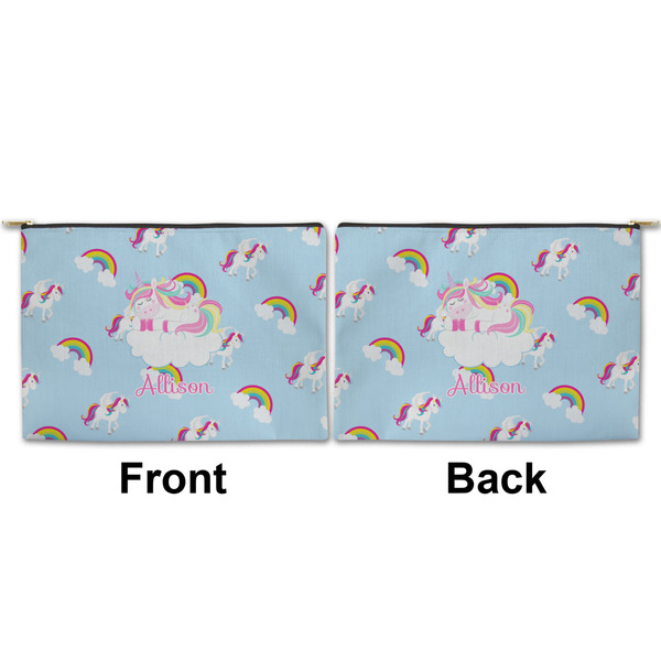 Rainbows and Unicorns Large Zipper Pouch Approval (Front and Back)