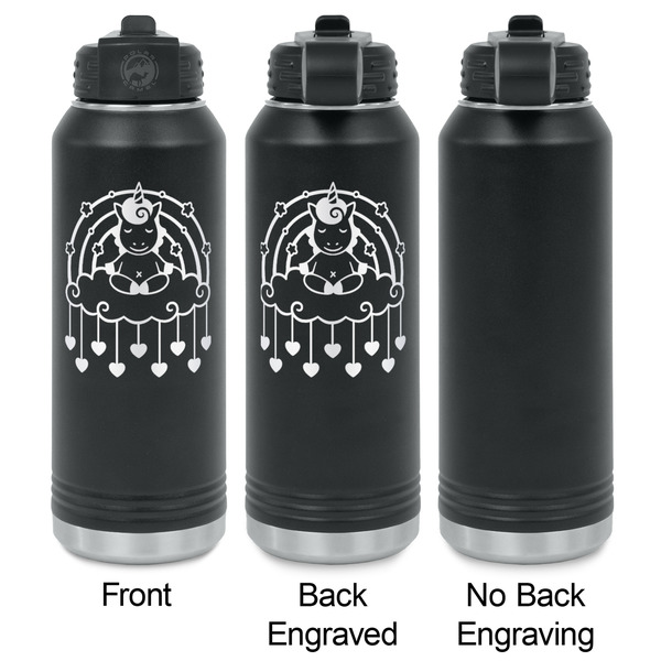 Rainbows and Unicorns Laser Engraved Water Bottles - 2 Styles - Front & Back View