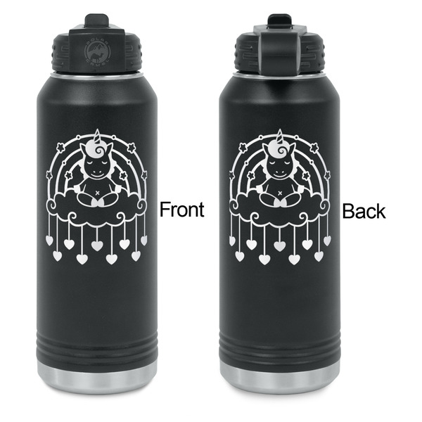 Rainbows and Unicorns Laser Engraved Water Bottles - Front & Back Engraving - Front & Back View