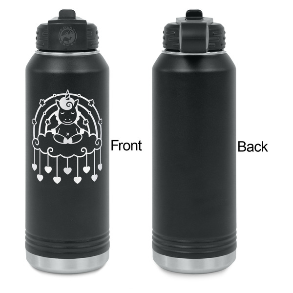 Rainbows and Unicorns Laser Engraved Water Bottles - Front Engraving - Front & Back View