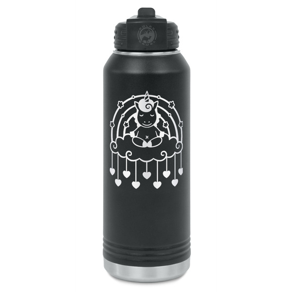 Custom Rainbows and Unicorns Water Bottle - Laser Engraved - Front